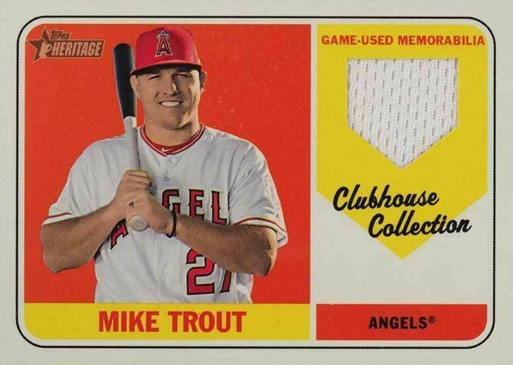 2018 Topps Heritage Clubhouse Collection Relics Mike Trout #MTR Baseball Card