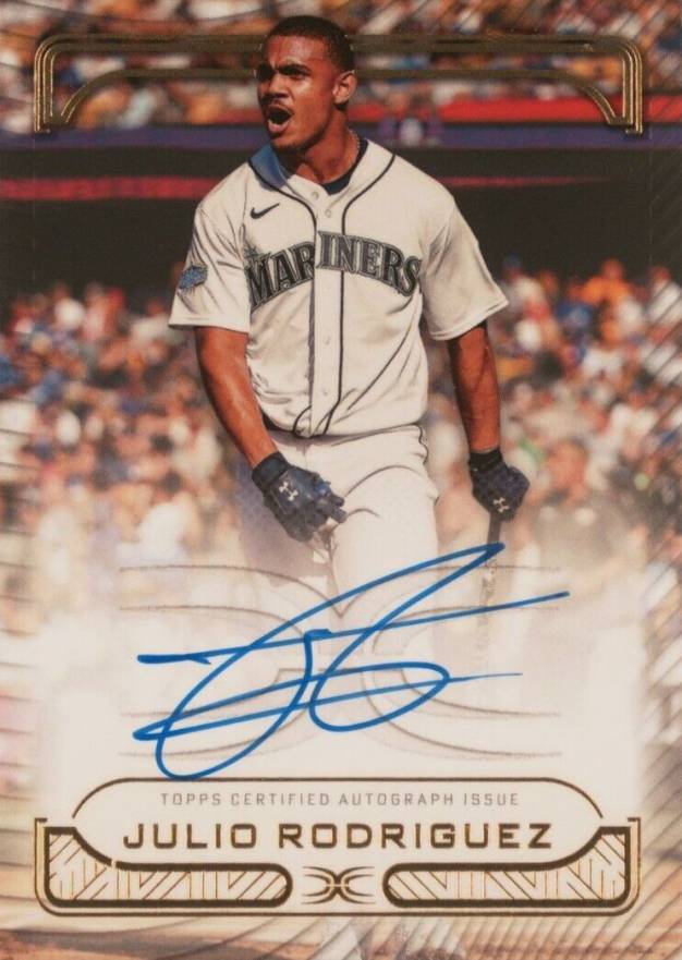 2023 Topps Definitive Collection Defining Images Autograph Collection Julio Rodriguez #DIAJR Baseball Card