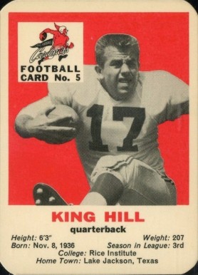 1960 Mayrose Cardinals King Hill #5 Football Card