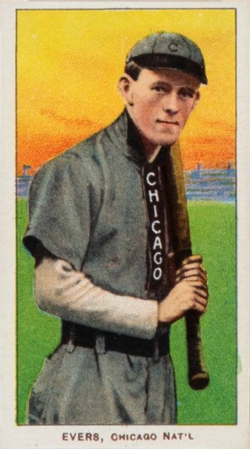 1909 White Borders Piedmont Factory 42 Evers, Chicago Nat'L #167 Baseball Card