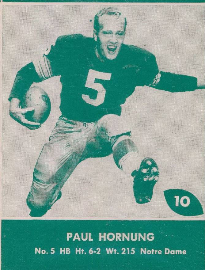 1961 Lake to Lake Packers Paul Hornung #10 Football Card