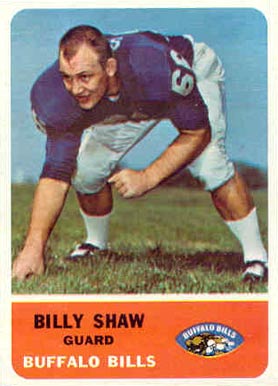 1962 Fleer Billy Shaw #16 Football Card