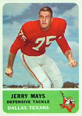 1962 Fleer Jerry Mays #31 Football Card