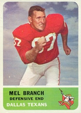 1962 Fleer Mel Branch #32 Football Card