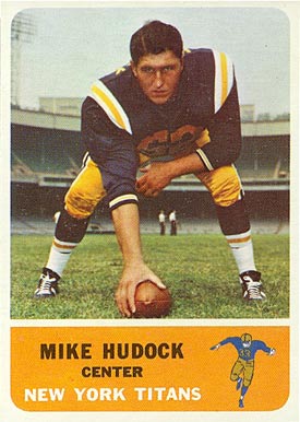 1962 Fleer Mike Hudock #61 Football Card