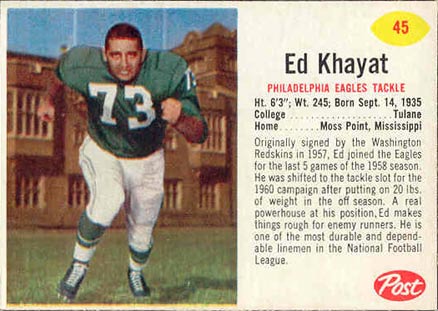 1962 Post Cereal Ed Khayat #45 Football Card
