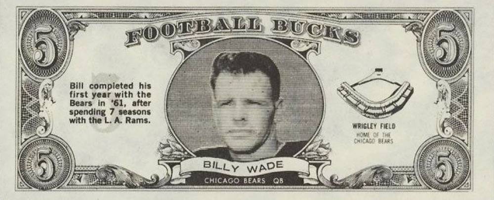 1962 Topps Bucks Bill Wade #42 Football Card