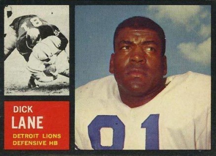 1962 Topps Dick Lane #60 Football Card