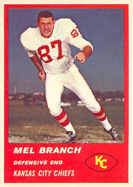 1963 Fleer Mel Branch #54 Football Card