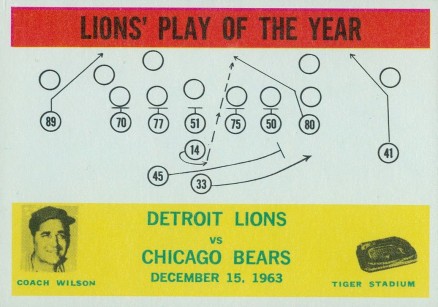 1964 Philadelphia Lions play of the Year #70 Football Card