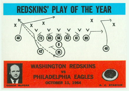 1965 Philadelphia Redskins' Play of the Year #196 Football Card