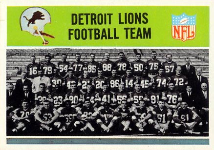 1965 Philadelphia Detroit Lions Team #57 Football Card