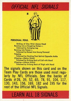 1966 Philadelphia Referee Signals #196 Football Card