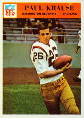 1966 Philadelphia Paul Krause #186 Football Card