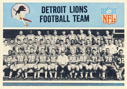 1966 Philadelphia Detroit Lions #66 Football Card