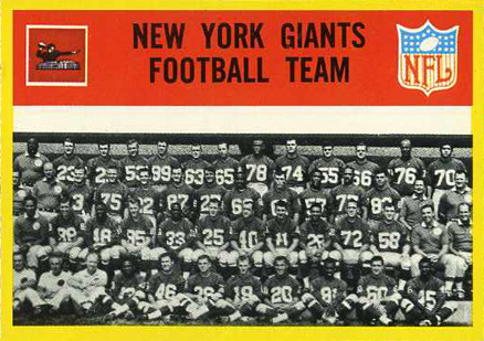 1967 Philadelphia New York Giants Team #109 Football Card