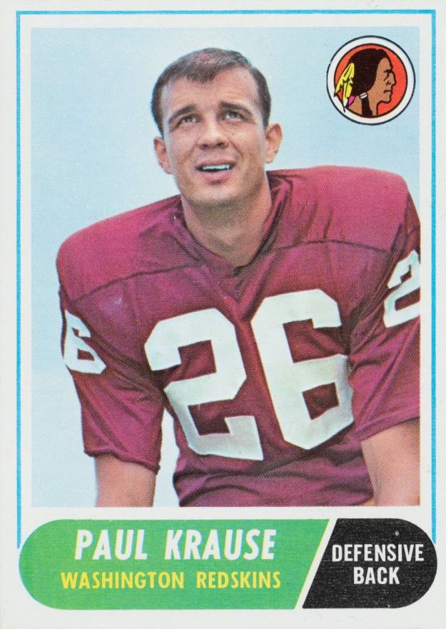 1968 Topps Paul Krause #166 Football Card