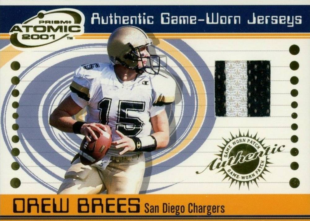 2001 Pacific Prism Atomic Game Jersey Drew Brees #79 Football Card