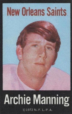 1972 NFLPA Iron Ons Archie Manning # Football Card