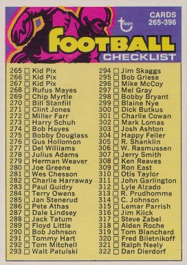 1973 Topps Checklist 265-396 #358 Football Card