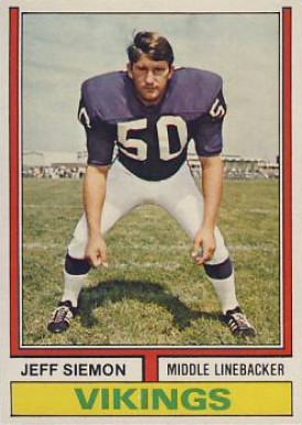1974 Topps Jeff Siemon #319 Football Card