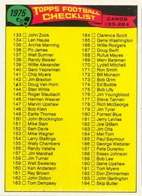1975 Topps Checklist 133-264 #251 Football Card
