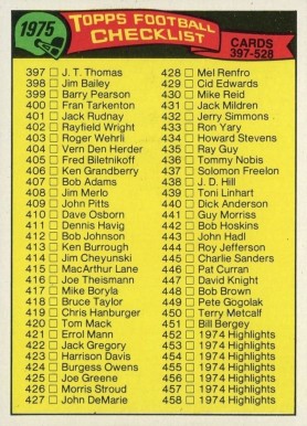 1975 Topps Checklist 397-528 #517 Football Card