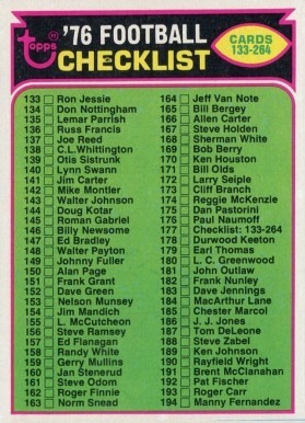 1976 Topps Checklist 133-264 #177 Football Card