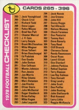1978 Topps Checklist #388 Football Card