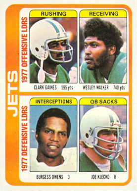 1978 Topps Jets Team Leaders #519 Football Card