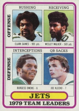 1980 Topps New York Jets Team Leaders #507 Football Card