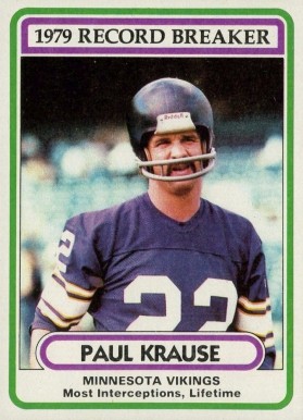 1980 Topps Paul Krause Record Breaker #4 Football Card