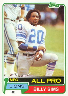 1981 Topps Billy Sims #100 Football Card