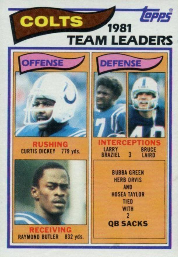 1982 Topps Baltimore Colts Team Leaders #10 Football Card