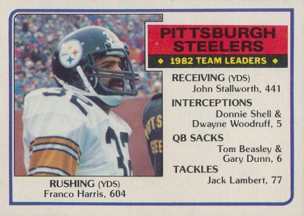 1983 Topps Steelers Team Leaders #355 Football Card