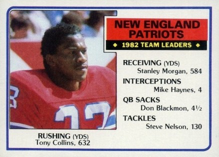 1983 Topps New England Pats Team Leaders #324 Football Card