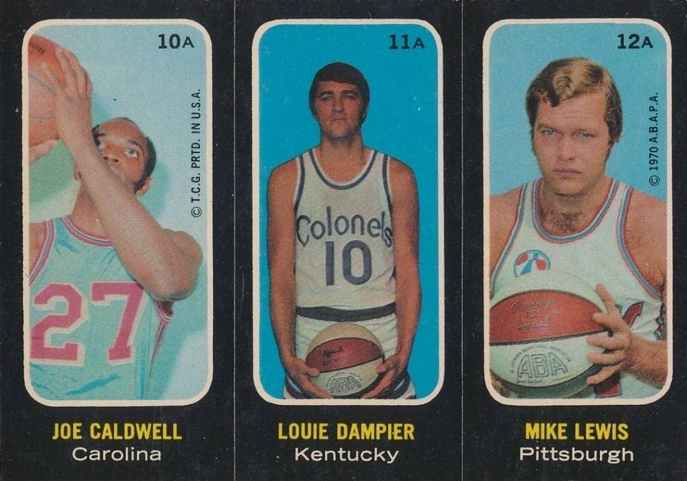 1971 Topps Stickers Caldwell/Dampier/Lewis #10a Basketball Card