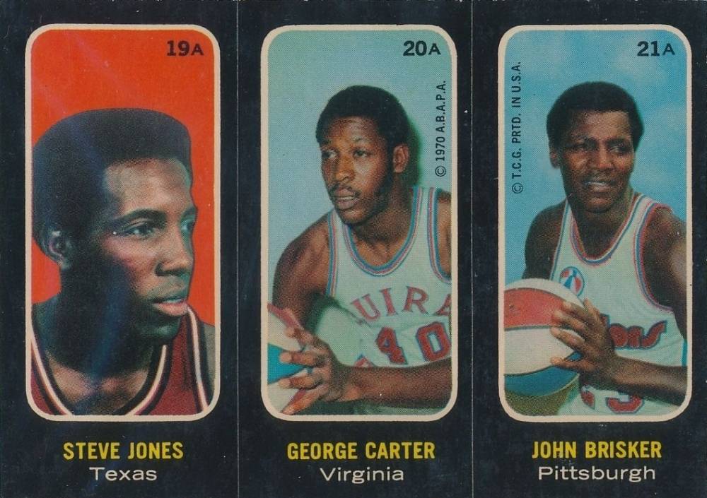 1971 Topps Stickers Jones/Carter/Brisker #19a Basketball Card