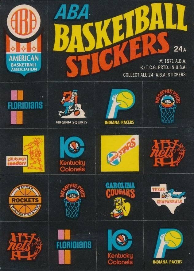 1971 Topps Stickers ABA Team Logo Stickers #24a Basketball Card