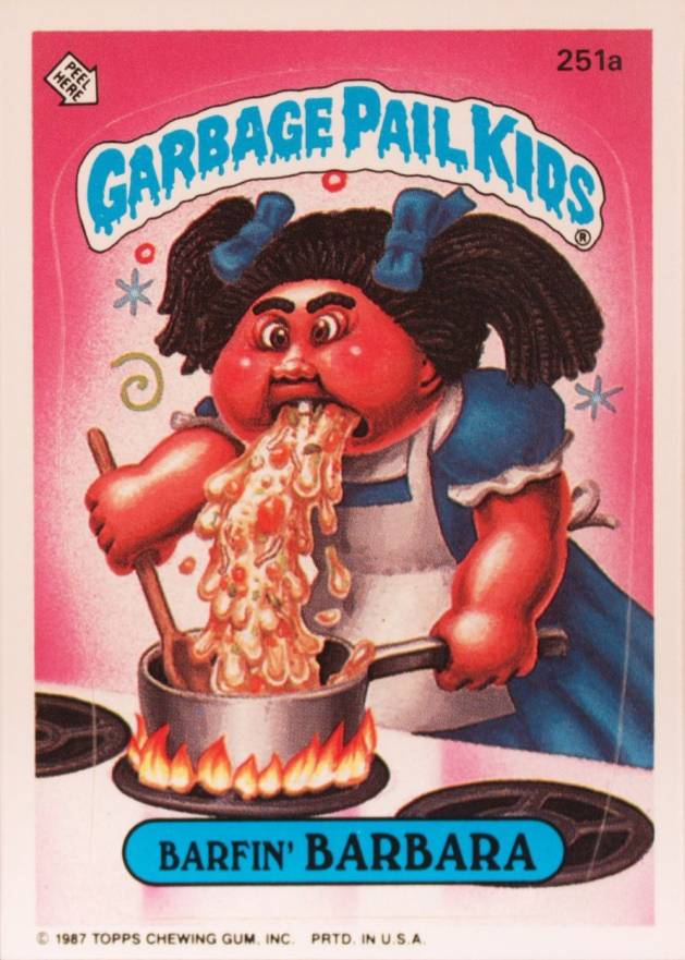 1987 Garbage Pail Kids Stickers Barfin' Barbara #251a Non-Sports Card