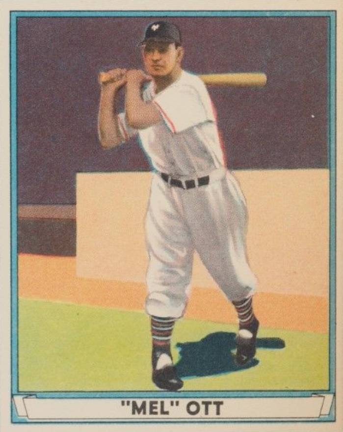 1941 Play Ball Paper Hand-Cut Mel Ott #8 Baseball Card