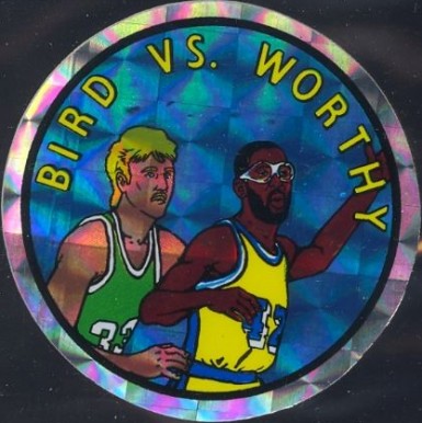 1985 Prism/Jewel Stickers Bird vs. Worthy #3 Basketball Card