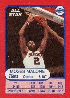 1985 JMS Game Moses Malone #2 Basketball Card