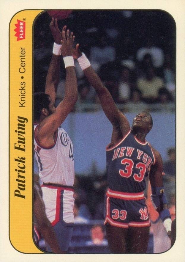 1986 Fleer Sticker Patrick Ewing #6 Basketball Card