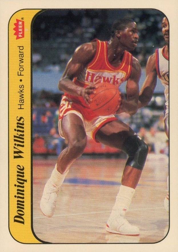 1986 Fleer Sticker Dominique Wilkins #11 Basketball Card
