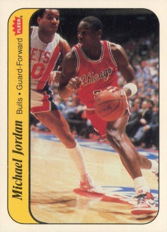 1986 Fleer Sticker Michael Jordan #8 Basketball Card