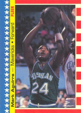 1987 Fleer Sticker Mark Aguirre #9 Basketball Card