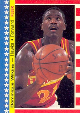 1987 Fleer Sticker Dominique Wilkins #7 Basketball Card