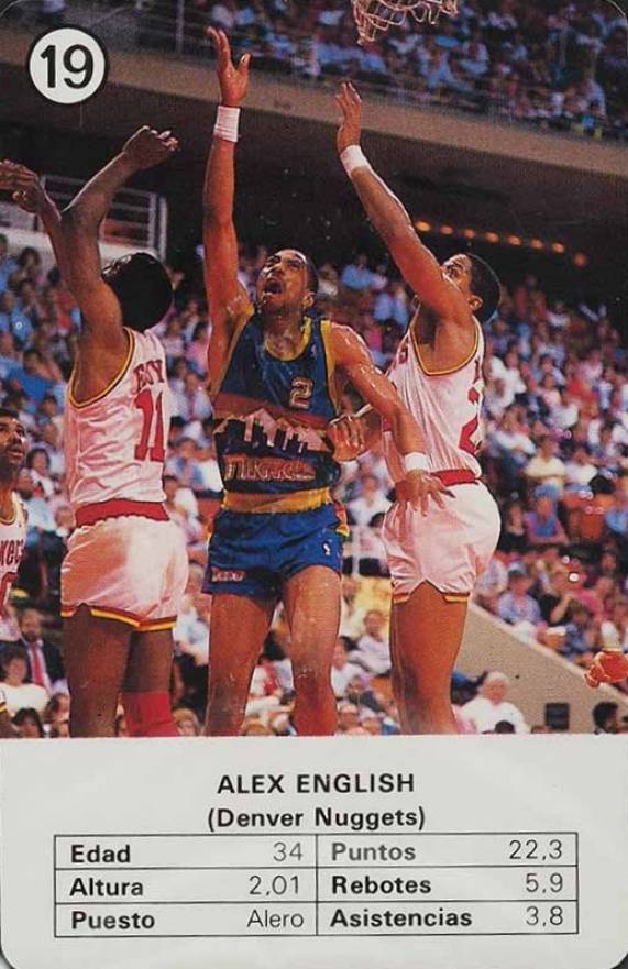 1988 Fournier Estrellas Alex English #19 Basketball Card