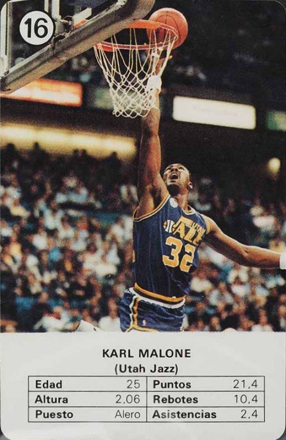 1988 Fournier Estrellas Karl Malone #16 Basketball Card